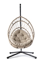 Fotel Wiszący do OGRODU Vega Czerń/ Szary Beż Huśtawka Wolnostojący