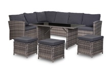 Zestaw Mebli Ogrodowych Natalia Zestaw Ogrodowy z technorattanu Narożnik Stolik Pufy 