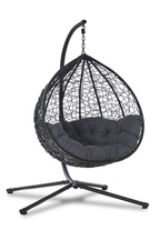 Fotel Wiszący do OGRODU Amber Antracyt / Szary Kokon Huśtawka Wolnostojący