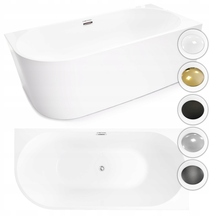 Wanna wolnostojąca przyścienna NAROŻNA PULA PRAWA 170 x 75 x 58 cm biała system przelewowy centralny