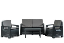 Zestaw Ogrodowy Paradiso Sofa stolik 2 fotele Antracyt