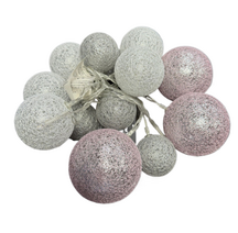 Kulki świąteczne dekoracja świetlna na baterie  Różowo Srebrne