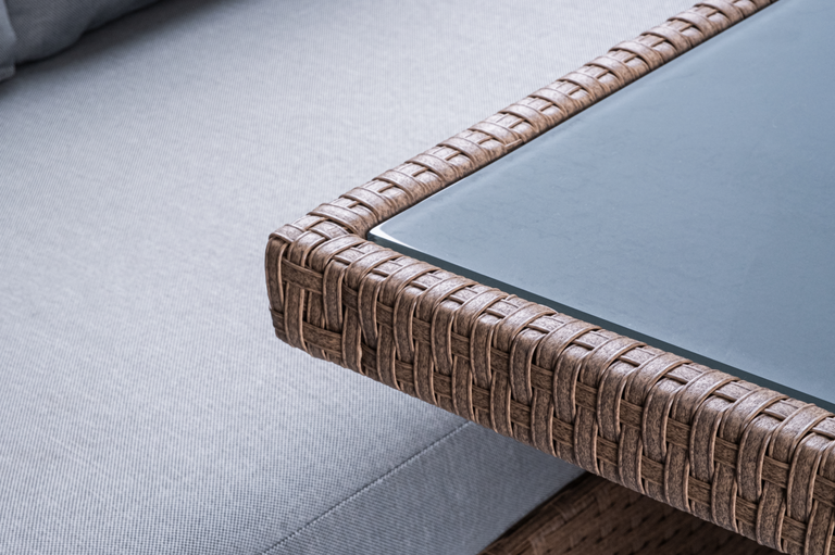 Zestawy ogrodowe - Zestaw Ogrodowy Premium KARA MAXI NAROŻNIK Stół 2 fotele 2 PUFY TECHNORATTAN (8)