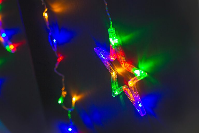 Lampki choinkowe - Kurtyna 72 LED księżyc gwiazda choinka (9)