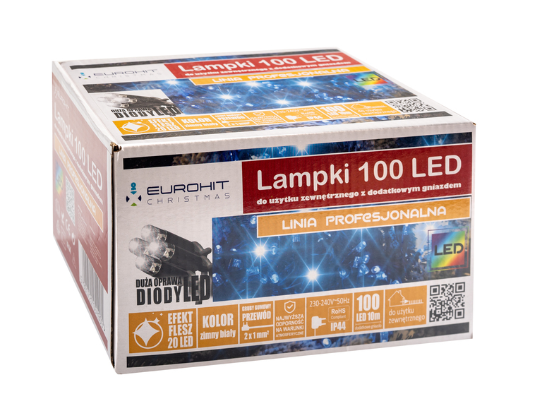Lampki choinkowe - Lampki 100 LED linia profesjonalna zimny biały efekt flash (3)