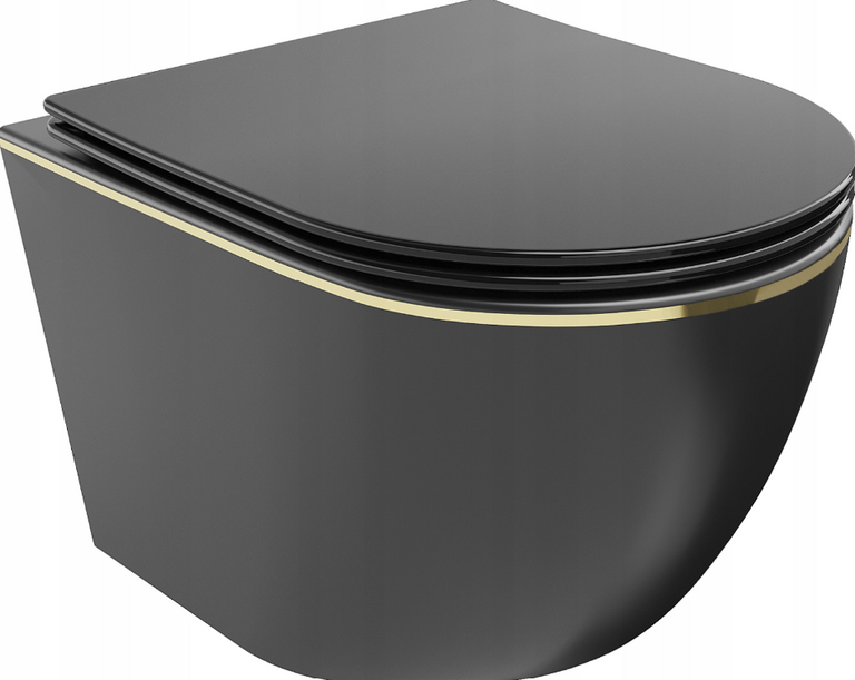 Miski WC - Corciano Maya RIMLESS MISKA WC DESKA WOLNOOPADAJĄCA DUROPLAST SLIM CZARNA (1)