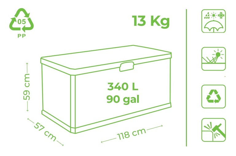 Skrzynie - Skrzynia ogrodowa Alpha 340l grafit CORCIANO (6)