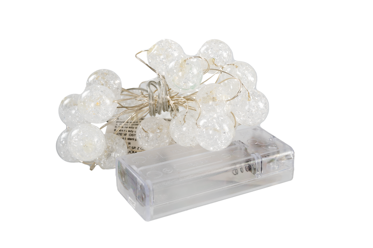Boże Narodzenie - Dekoracja Kulki Mrożone Szkło 20LED na Baterie Ciepły Biały (2)