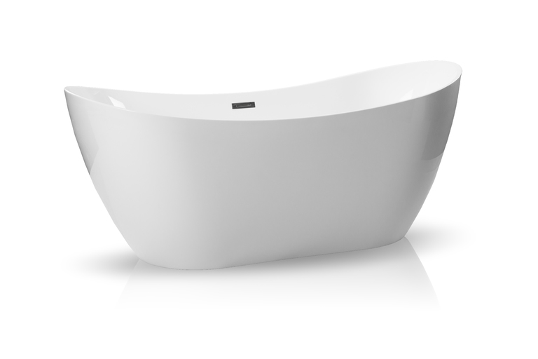 Wanny wolnostojące - Wanna wolnostojąca biała owalna 150 x 80 cm + syfon MALTA (2)