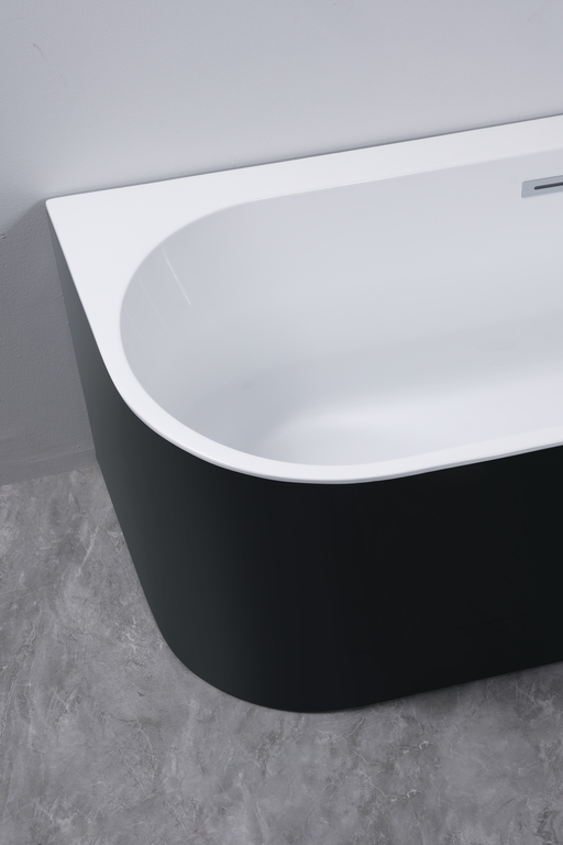 Wanny wolnostojące - Wanna wolnostojąca przyścienna NAROŻNA PULA Czarna PRAWA 170 x 75 cm biała system przelewowy  (5) Wanny wolnostojące - Wanna wolnostojąca przyścienna NAROŻNA PULA Czarna PRAWA 170 x 75 cm biała system przelewowy  (5)