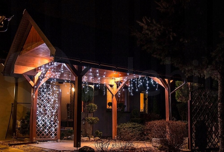Lampki choinkowe - Lampki Sople Zewnętrzne 150LED 5M Białe Zimne CH36 EUROHIT Christmas (5)