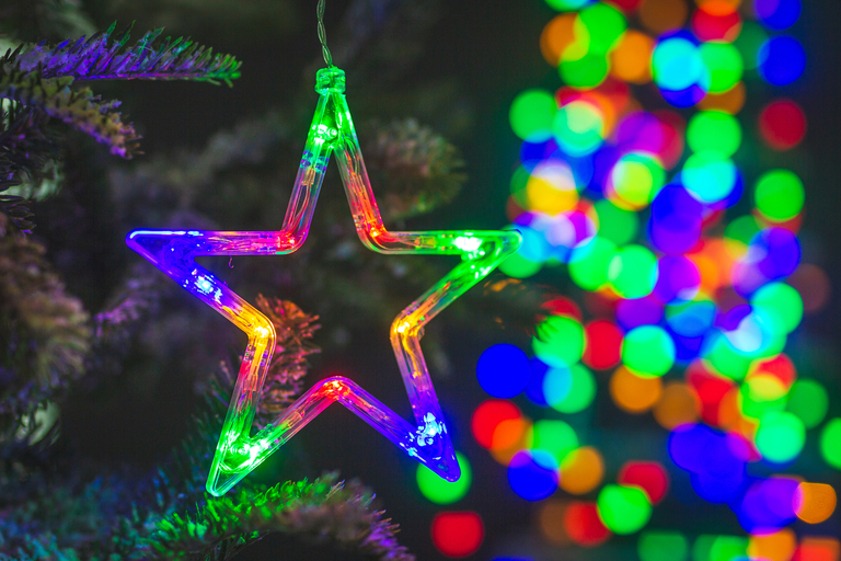 Lampki choinkowe - Kurtyna 72 LED księżyc gwiazda choinka (5)