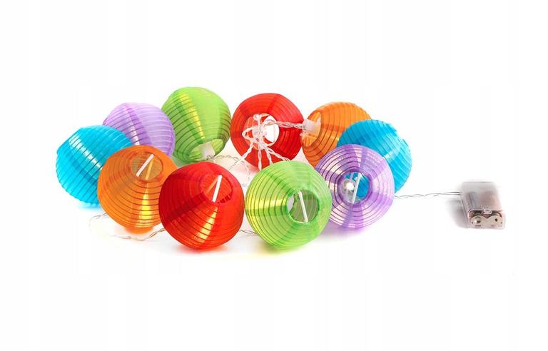 Lampki choinkowe - Świecące Lampiony Łańcuch Kule LED 10 Sztuk CH52 B10L-WD-008 (2)