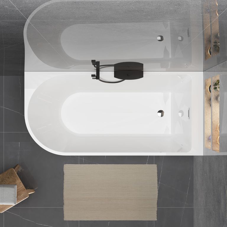 Wanny wolnostojące - Wanna wolnostojąca przyścienna NAROŻNA PULA PRAWA 160 x 75 cm biała system przelewowy  (13) Wanny wolnostojące - Wanna wolnostojąca przyścienna NAROŻNA PULA PRAWA 160 x 75 cm biała system przelewowy  (13)