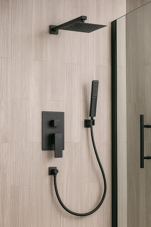 Deszczownice prysznicowe - Zestaw Podtynkowy Prysznicowy Corciano Czarny RIO (2)