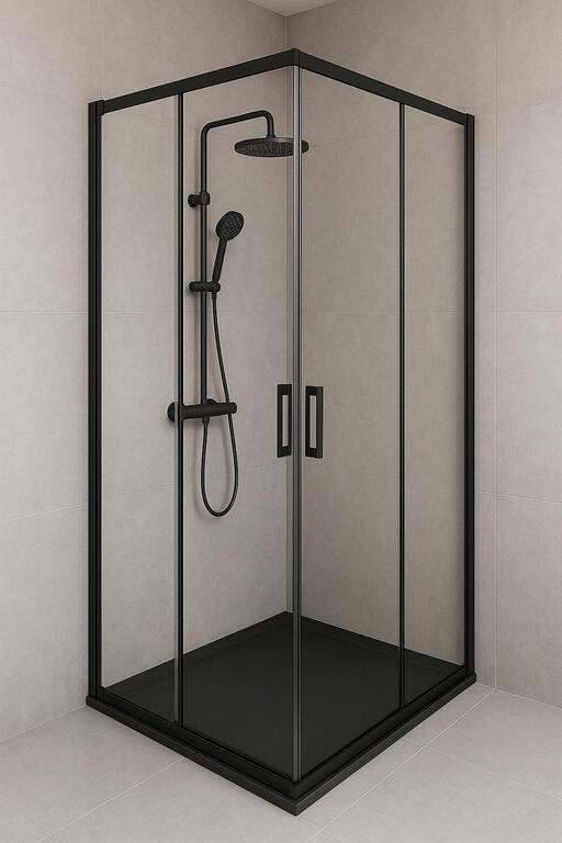 Brodziki prysznicowe - Brodzik prysznicowy kwadratowy Efekt Kamienia 90 x 90 cm Czarny Corciano (2)