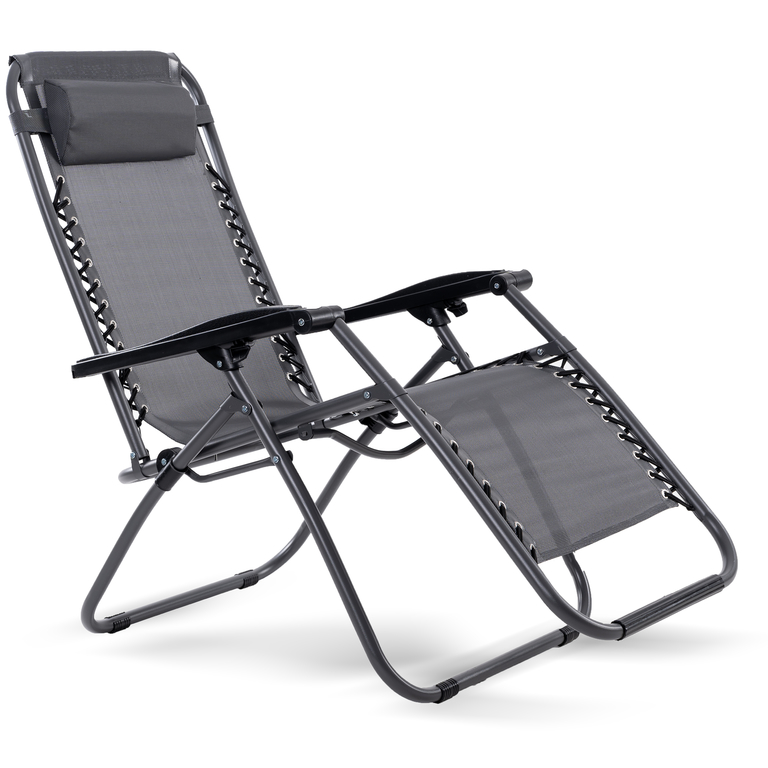 Leżaki ogrodowe - Leżak Plażowy Ogrodowy Składany Zero Gravity Antracyt (3)