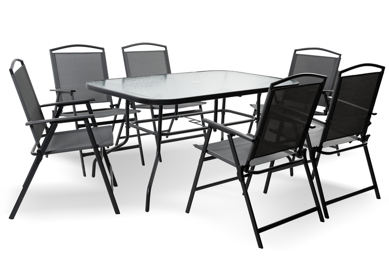 Meble ogrodowe - Kompletny Zestaw Ogrodowy Risari, Stół 160cm plus 6 krzeseł, parasol Składany (2)