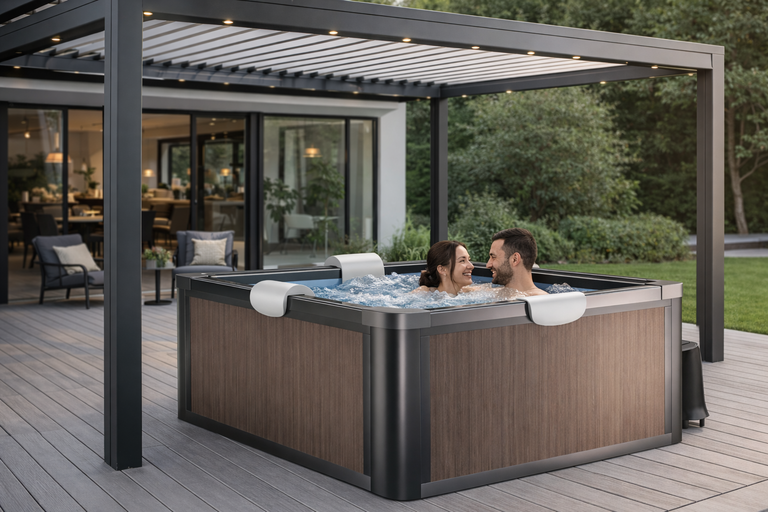 Jacuzzi ogrodowe - Jacuzzi Panelowe Całoroczne  Basen Ogrodowy Spa Corciano Kwadratowe 159 x 159 x 70 cm (9)