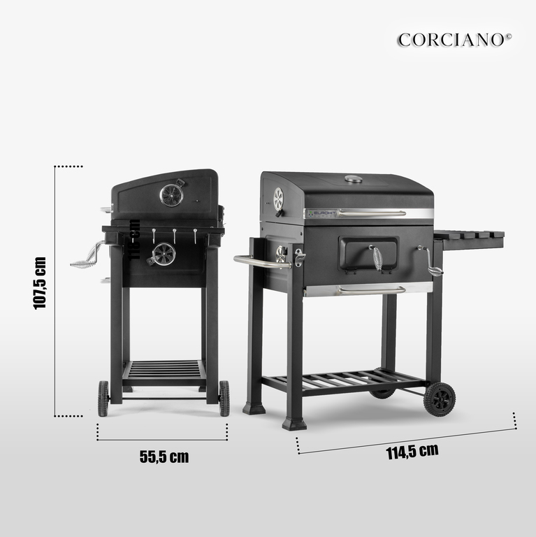 Grille - Grill ogrodowy węglowy ruszt żeliwny wózek Carbo - Angul (10)