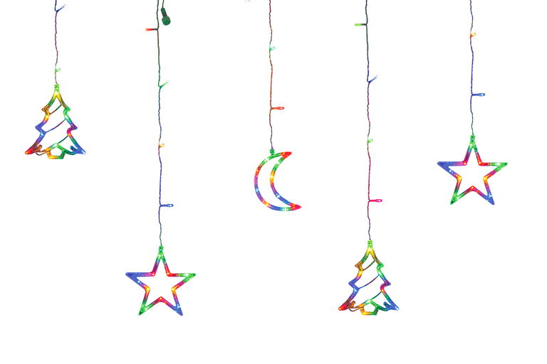 Lampki choinkowe - Kurtyna 72 LED księżyc gwiazda choinka (3)