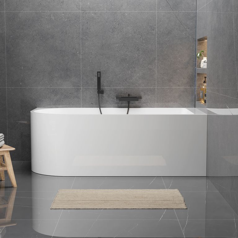 Wanny wolnostojące - Wanna wolnostojąca przyścienna NAROŻNA PULA PRAWA 160 x 75 cm biała system przelewowy  (14) Wanny wolnostojące - Wanna wolnostojąca przyścienna NAROŻNA PULA PRAWA 160 x 75 cm biała system przelewowy  (14)