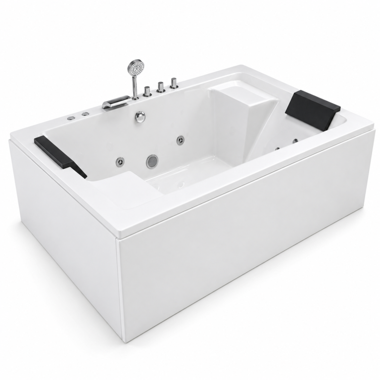 Wanny wolnostojące -  Wanna Łazienkowa z Hydromasażem  Mentona 180 x 120 cm wolnostojąca Akrylowa LED Jacuzzi SPA kompletna (3)