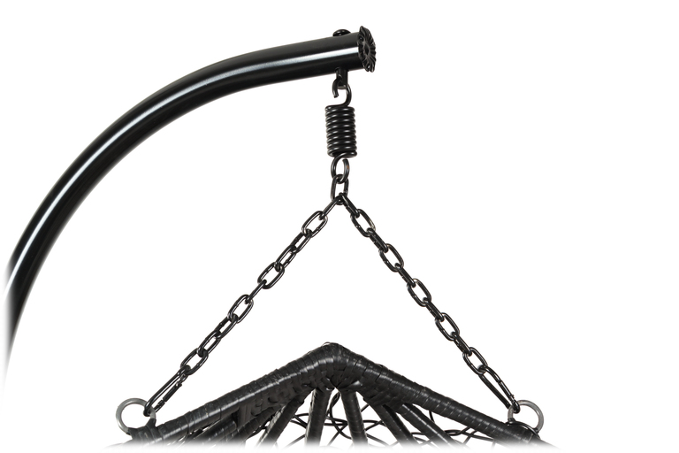 Fotele wiszące - Fotel wiszący do salonu Lila 2 Pro czarny stelaż czarny kosz poduszka ecru (9)