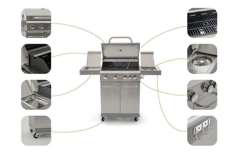 Grille - Grill Gazowy Nierdzewny  Paul 4+1 PREMIUM Ruszt Żeliwny  18.8 KW (12)