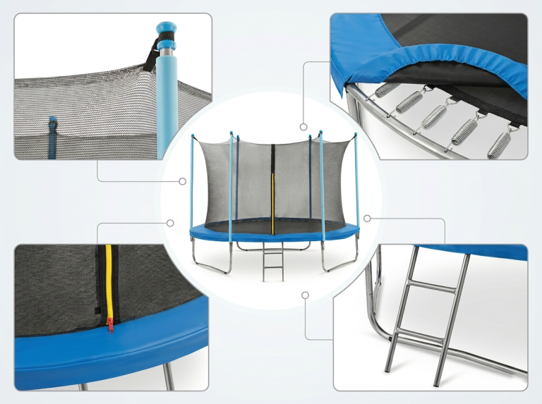Trampoliny  - Trampolina ogrodowa Total Sport 244 cm 8FT z siatką wewnętrzną + drabinka (2)
