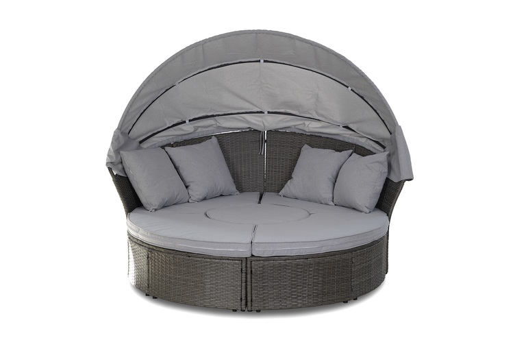 Meble ogrodowe - Wyspa Ogrodowa Bari Sofa Rattan leżanka łóżko polowe plażowe Stolik regulowany Parasol Poduszki  (7)