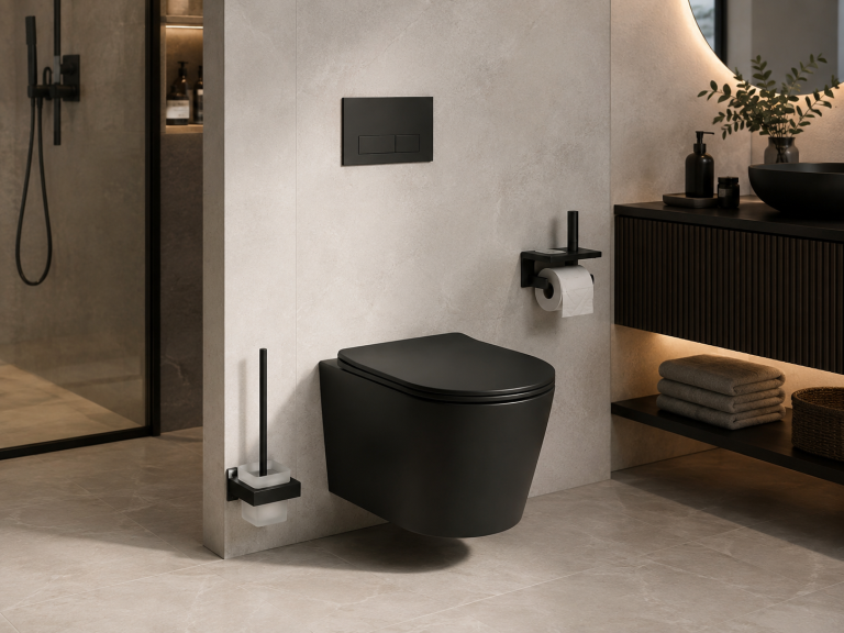Miski WC - Miska WC wisząca Corciano AeroLux Czarny Matowy 49 cm (2)