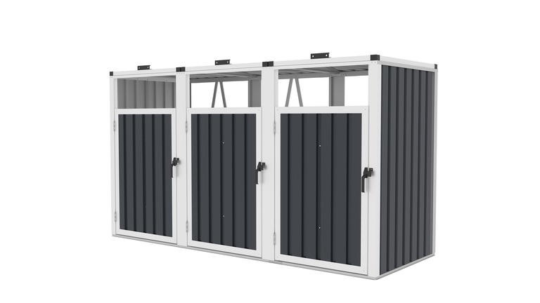 Zabudowy koszy na śmieci  - Osłona Kosza na śmieci HOLLY,  Zabudowa kosza, śmietnika, Schowek, Wiata na kosze Antracyt (7)