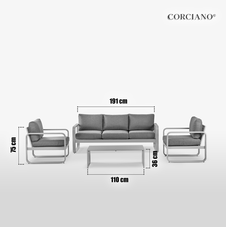 Meble ogrodowe - Zestaw Mebli Ogrodowych Fresh Aluminium Sofa 5 Osobowa Komplet Wypoczynkowy (2)