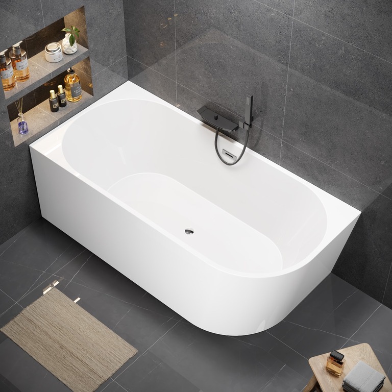 Wanny wolnostojące - Wanna wolnostojąca przyścienna NAROŻNA PULA LEWA 170 x 75 x 58 cm biała system przelewowy centralny (3) Wanny wolnostojące - Wanna wolnostojąca przyścienna NAROŻNA PULA LEWA 170 x 75 x 58 cm biała system przelewowy centralny (3)