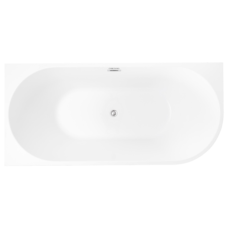 Wanny wolnostojące - Wanna wolnostojąca przyścienna NAROŻNA PULA LEWA 170 x 80 cm biała system przelewowy  (6)