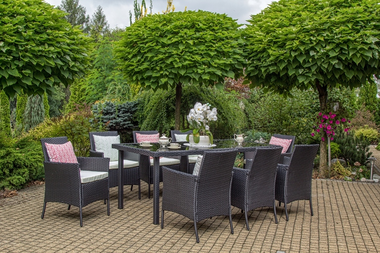 Meble ogrodowe - Zestaw 8 Krzeseł  Ogrodowych Rattanowych Bahama BEZ PODUSZEK (2)