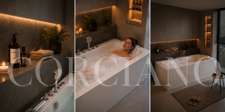 Z hydromasażem  - Wanna Łazienkowa Genua z Hydromasażem  170 x 80 cm wolnostojąca Akrylowa Jacuzzi (9)