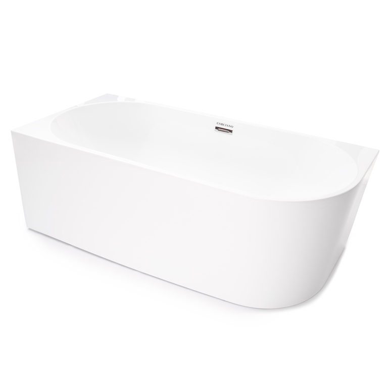 Wanny wolnostojące - Wanna wolnostojąca przyścienna NAROŻNA PULA LEWA 170 x 80 cm biała system przelewowy  (13)