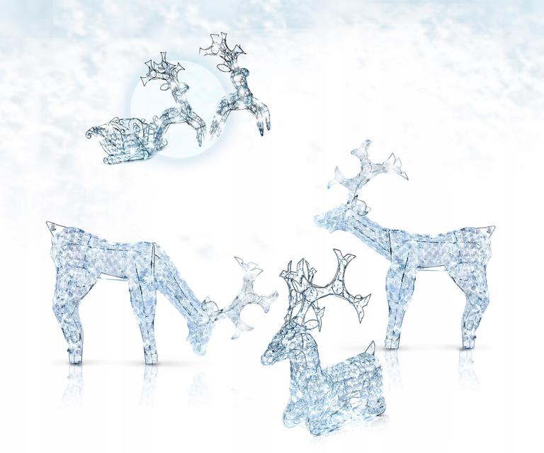 Dom - Renifery Stojący Kryształowy 110CM 120LED 240V IP44 Cold White EUROHIT Christmas (5)