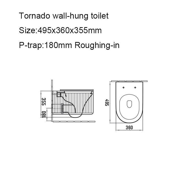 Akcesoria łazienkowe - Miska WC Wisząca Corciano Tornado PLUS Błyszcząca Biel 50x36x36 cm (3)