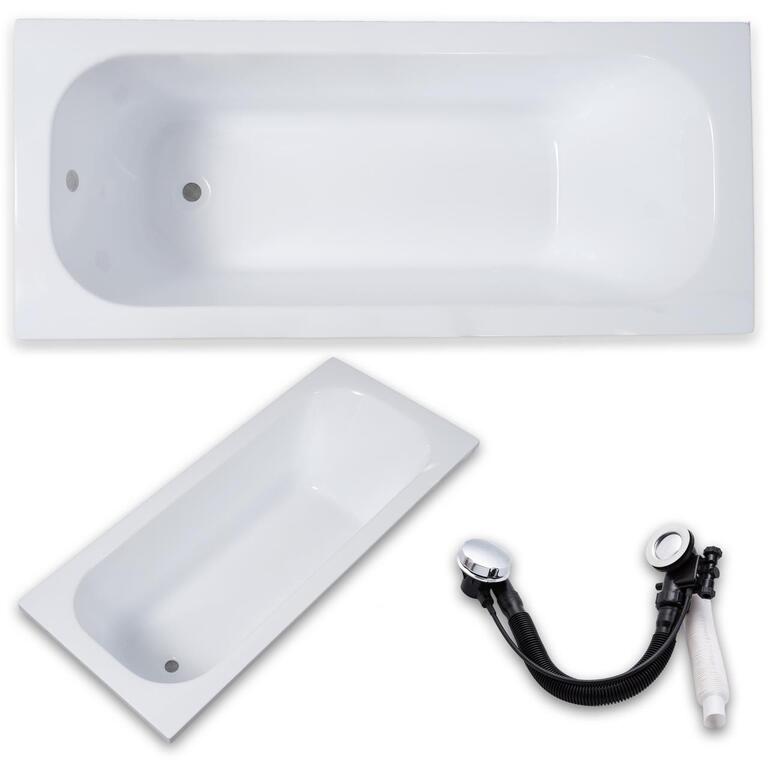 Wanny wolnostojące - Wanna  Prostokątna biała Sara AKRYLOWA PRAWA/LEWA 170 x 70  Syfon Automat (1)