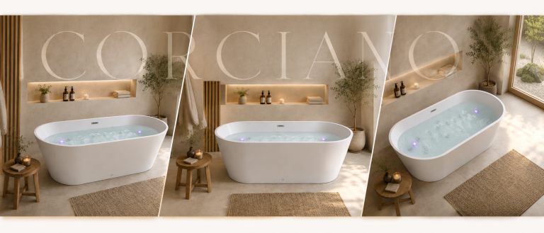 Z hydromasażem  - Wanna Łazienkowa Jupiter +  a funkcją masażu POWIETRZNEGO 170 x 80 cm wolnostojąca Akrylowa LED Jacuzzi HYDROMASAŻ (8)