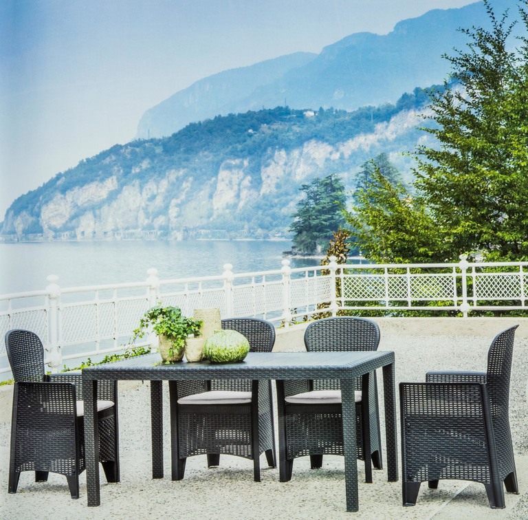 Krzesła ogrodowe - Fotel ogrodowy Folia Antracyt szara poduszka rattan (4)