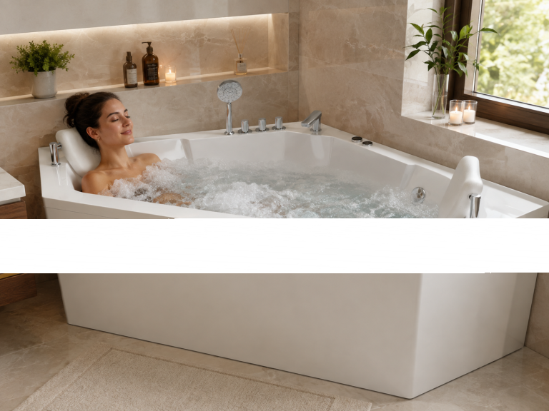 Wanny wolnostojące - Wanna Łazienkowa RIMINI z Hydromasażem  150 x 150 cm wolnostojąca Akrylowa Jacuzzi Narożna (7)