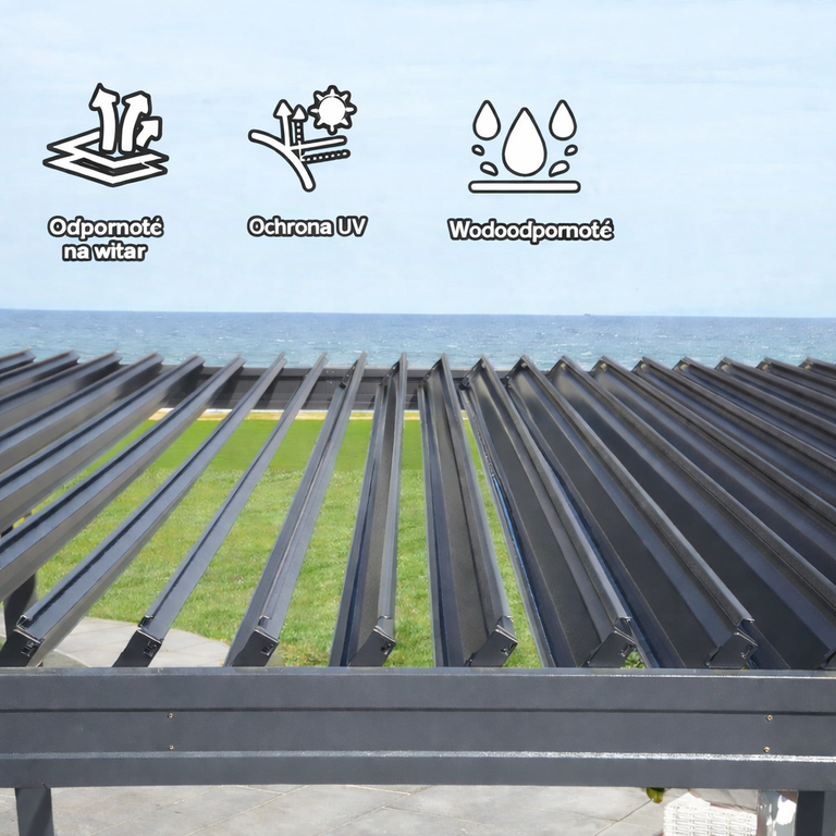 Altany - Pergola Altana Tarasowa Antracytowa z otwieranym dachem ALUMINIOWA 3x4m Corciano (4)