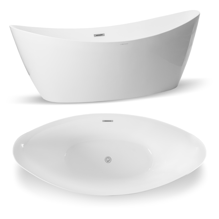 Wanny wolnostojące - Wanna wolnostojąca biała owalna 177 x 82.5 cm + syfon SEA (2)