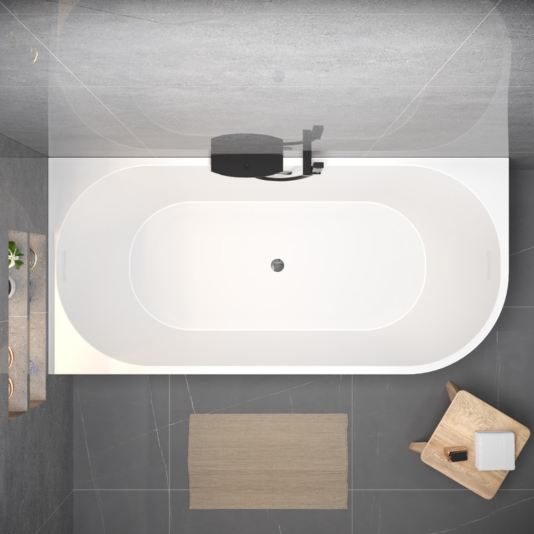 Wanny wolnostojące - Wanna wolnostojąca przyścienna NAROŻNA PULA LEWA 170 x 75 x 58 cm biała system przelewowy centralny (4) Wanny wolnostojące - Wanna wolnostojąca przyścienna NAROŻNA PULA LEWA 170 x 75 x 58 cm biała system przelewowy centralny (4)