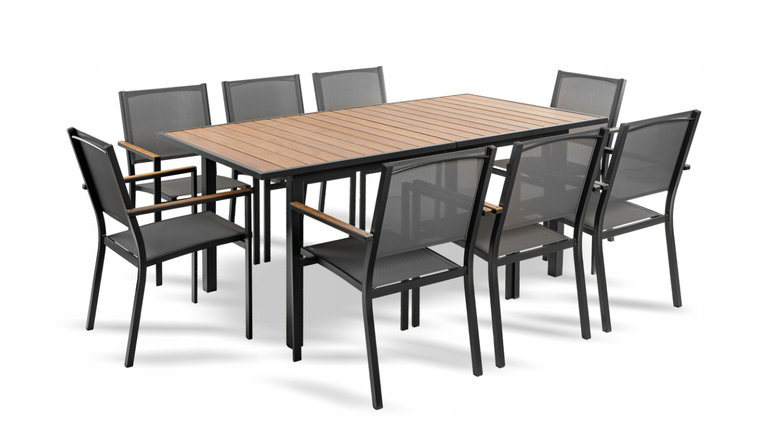 Meble ogrodowe - Zestaw ogrodowy PREMIUM, stół TERY z krzesłami BARCELONA 8 osobowy aluminium (1)