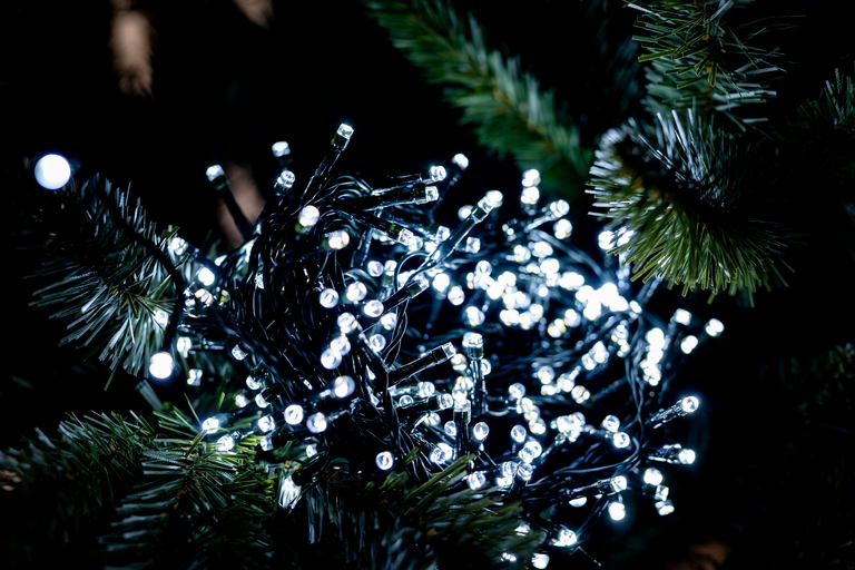 Boże Narodzenie - Lampki 200 LED Zimny i ciepły biały Programator 8 funkcji PLASTIKOWE PUDEŁKO (5)